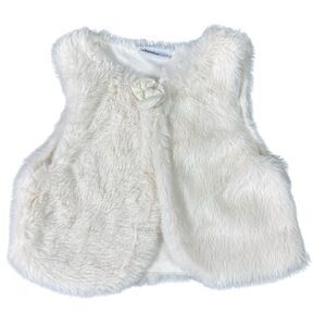 Vitamin Kids Baby Girl's Faux Fur Vest White Size 24 Month